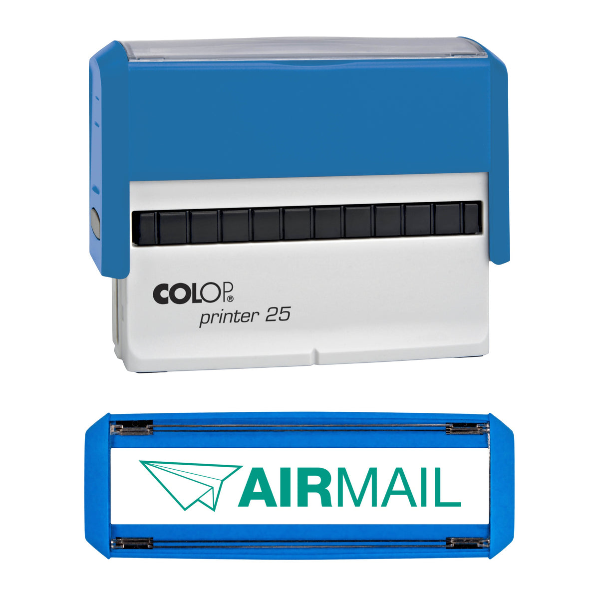 Air Mail - Par Avion -  Rubber Stamp - COLOP P25 - 75mm x 12mm Impression — green ink