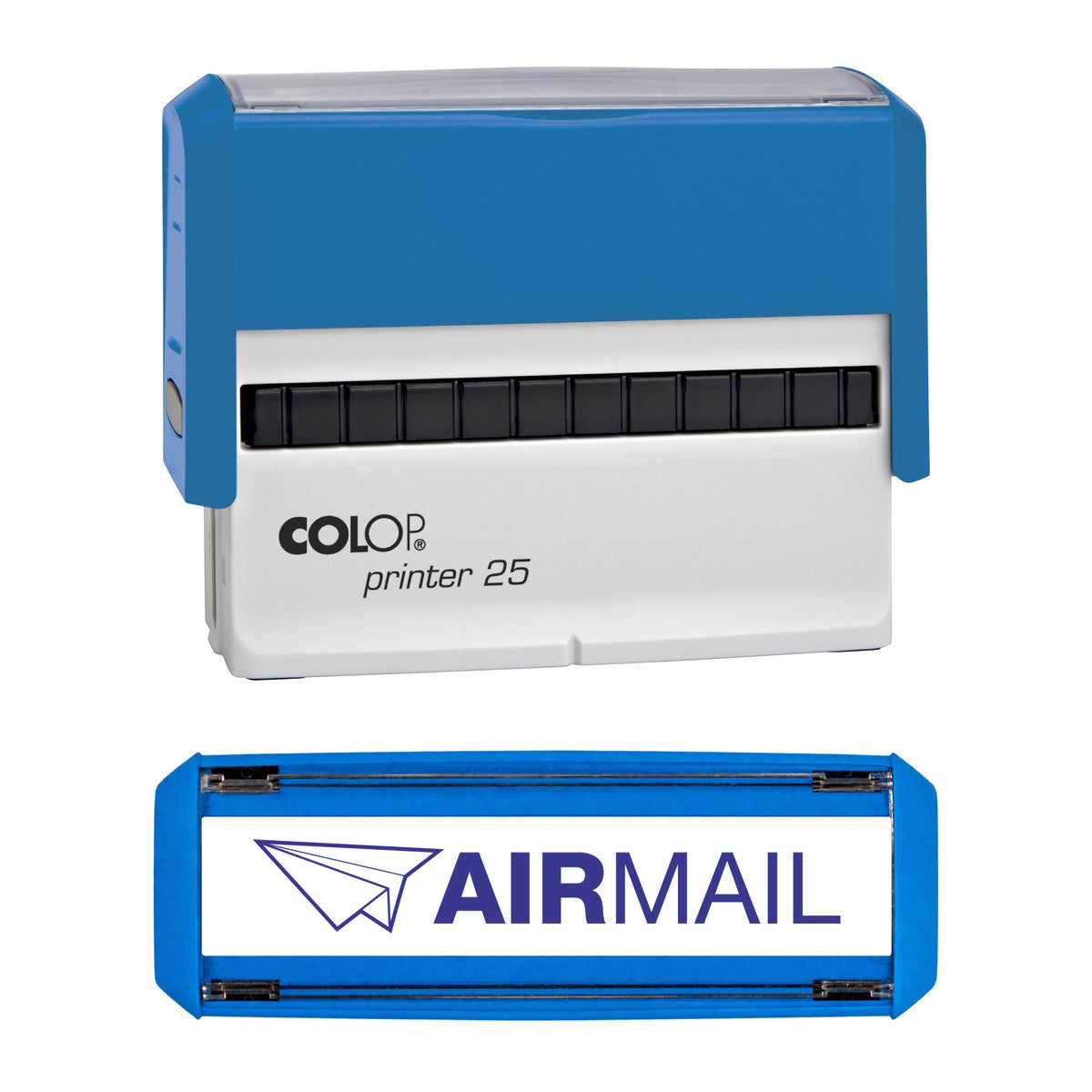 Air Mail - Par Avion -  Rubber Stamp - COLOP P25 - 75mm x 12mm Impression — violet ink