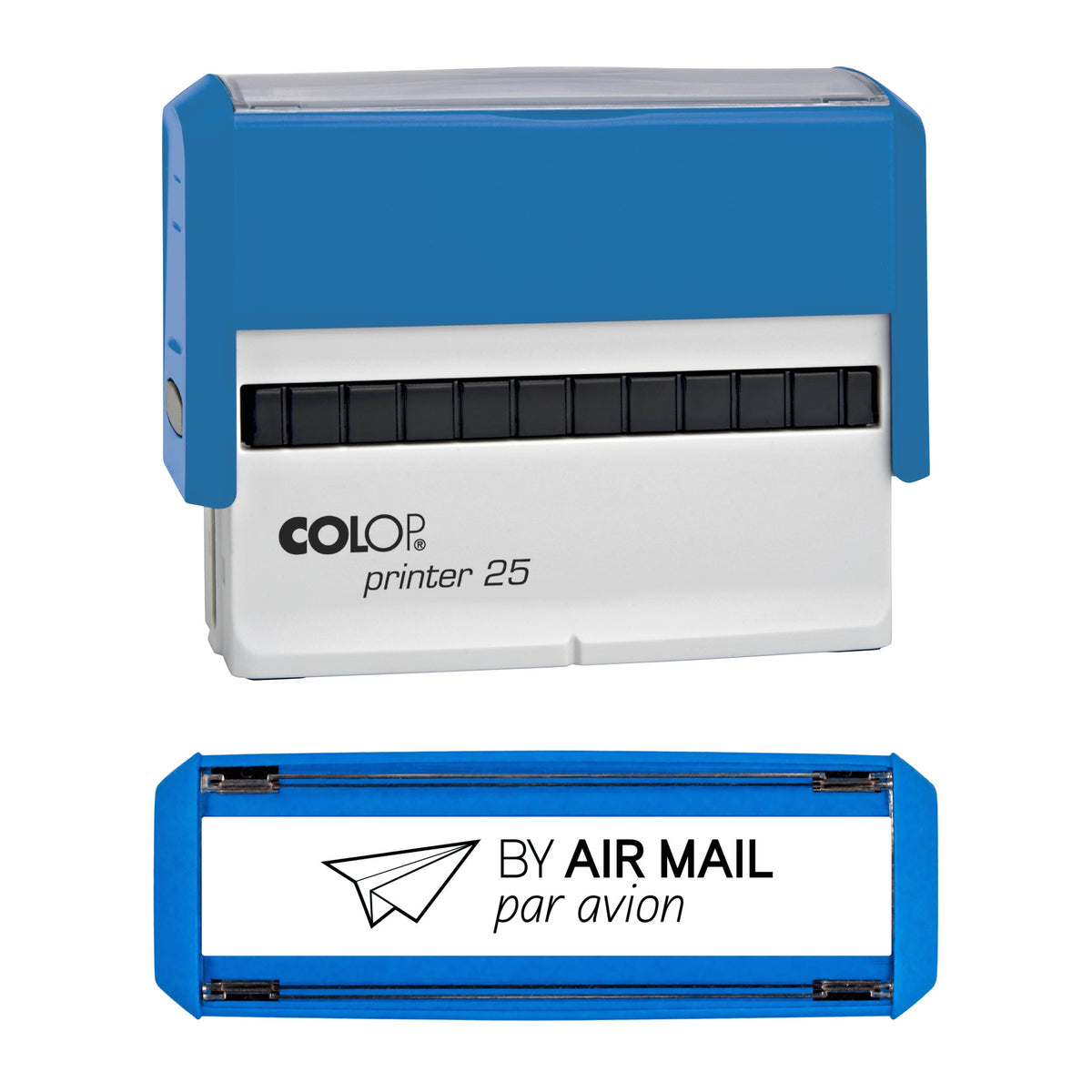 Air Mail - Par Avion -  Rubber Stamp - COLOP P25 - 75mm x 15mm Impression — black ink