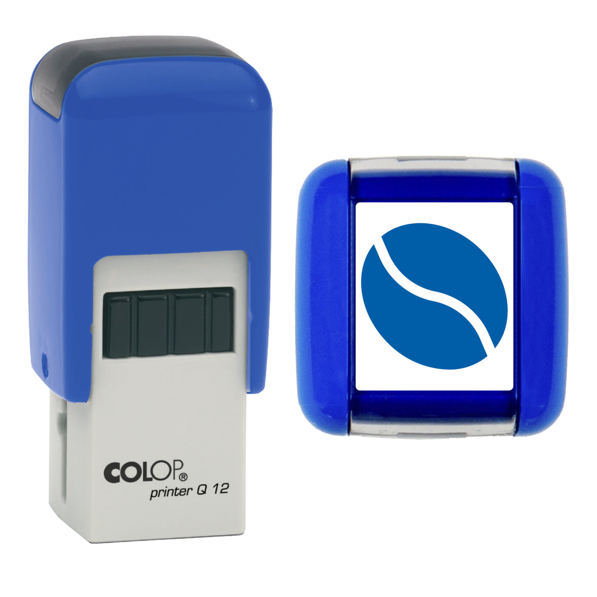 Coffee Bean - Loyalty Card Self-Inking Stamp - COLOP Q12 - 12 x 12mm - blue ink