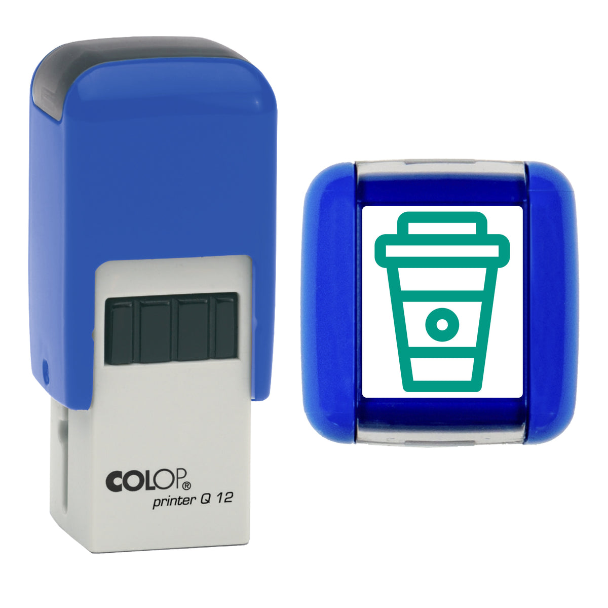 Coffee Cup - Take Out - Loyalty Card Self-Inking Stamp - COLOP Q12 - 12 x 12mm - green ink