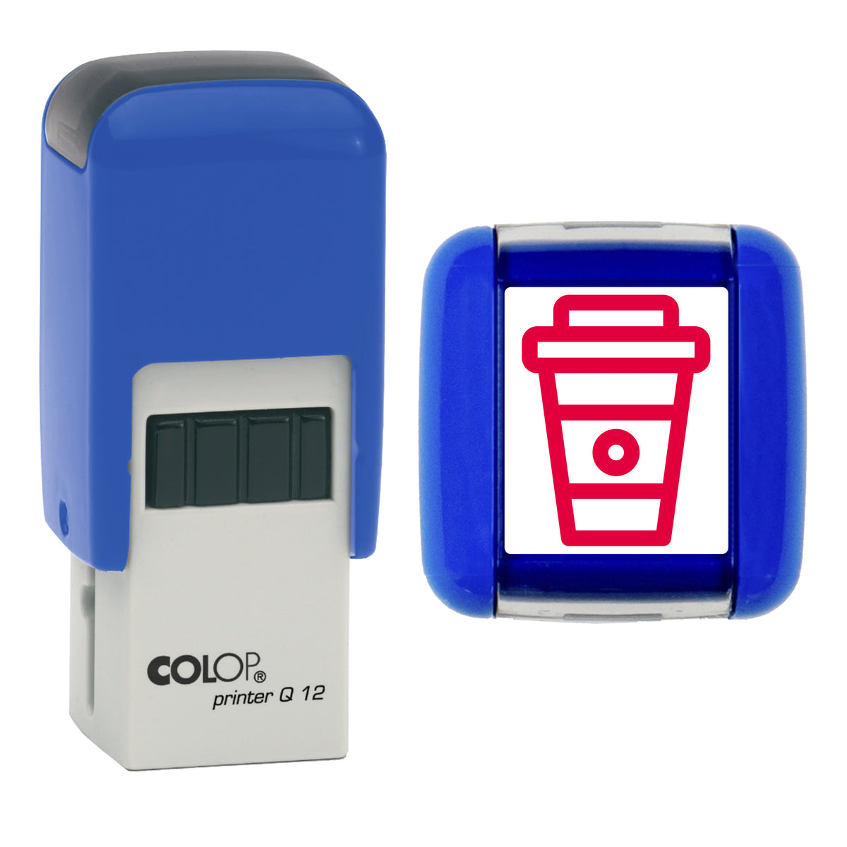 Coffee Cup - Take Out - Loyalty Card Self-Inking Stamp - COLOP Q12 - 12 x 12mm - red ink
