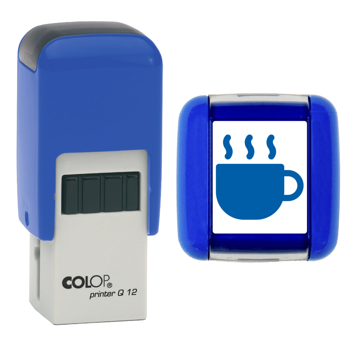 Coffee Cup - Loyalty Card Self-Inking Stamp - COLOP Q12 - 12 x 12mm - blue ink