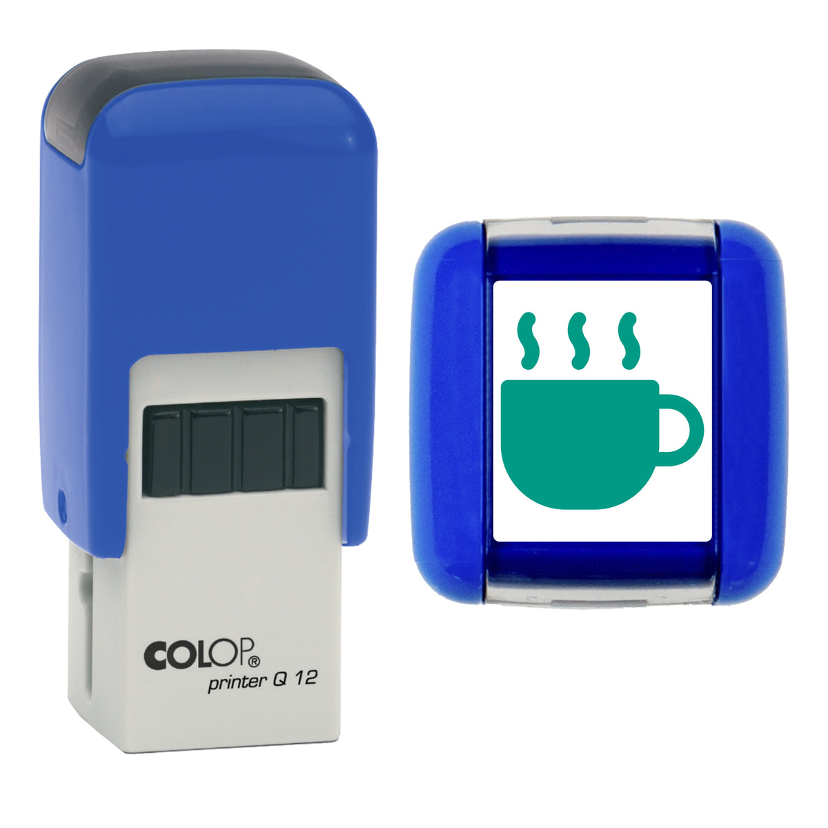 Coffee Cup - Loyalty Card Self-Inking Stamp - COLOP Q12 - 12 x 12mm - green ink