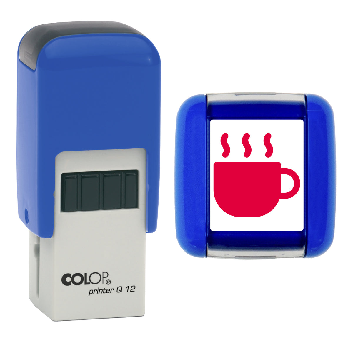 Coffee Cup - Loyalty Card Self-Inking Stamp - COLOP Q12 - 12 x 12mm - red ink