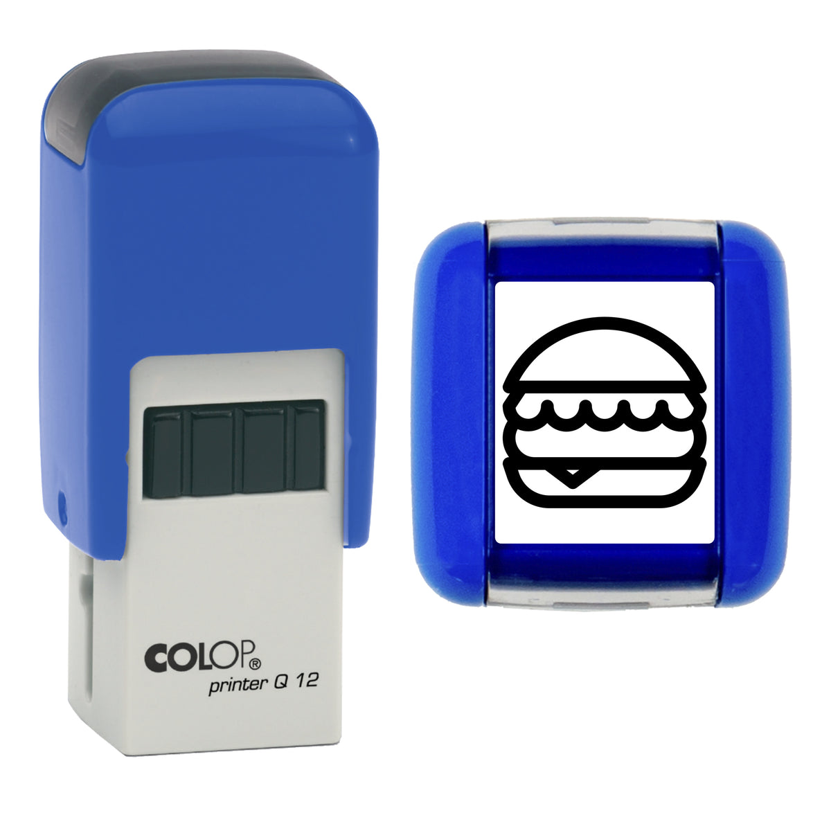 Burger COLOP Q12 black ink impression, 12 x 12mm