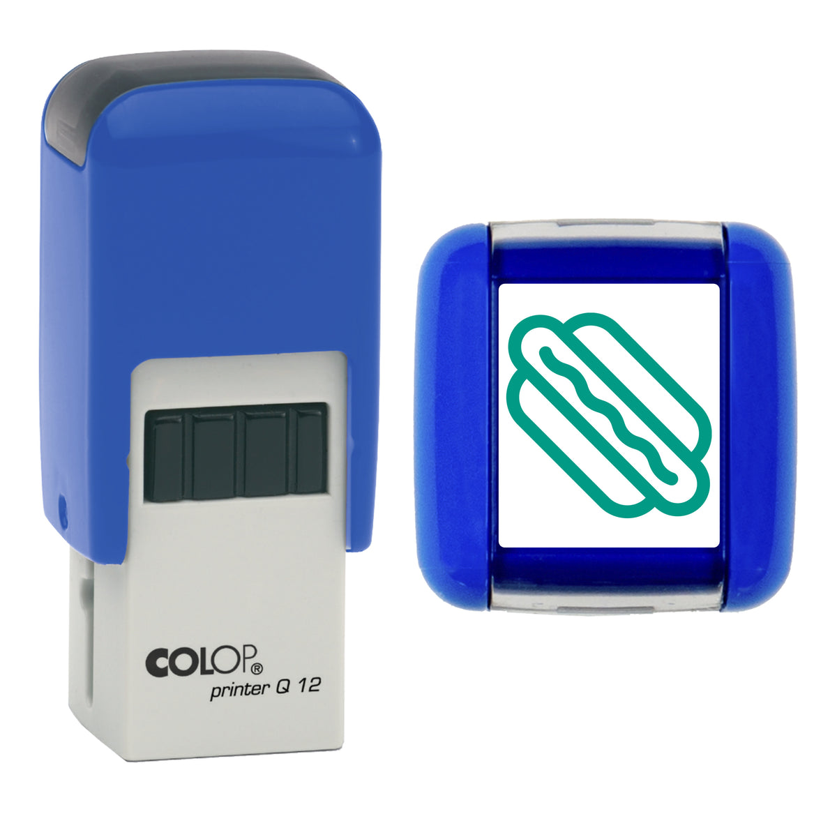 Hotdog - Loyalty Card Self-Inking Stamp - COLOP Q12 - 12 x 12mm - green ink
