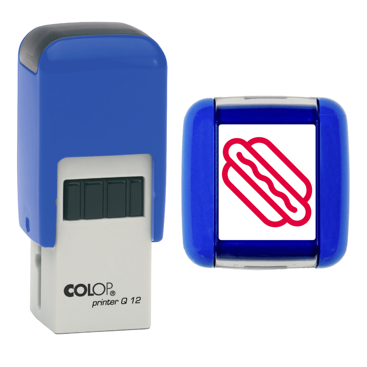Hotdog - Loyalty Card Self-Inking Stamp - COLOP Q12 - 12 x 12mm - red ink