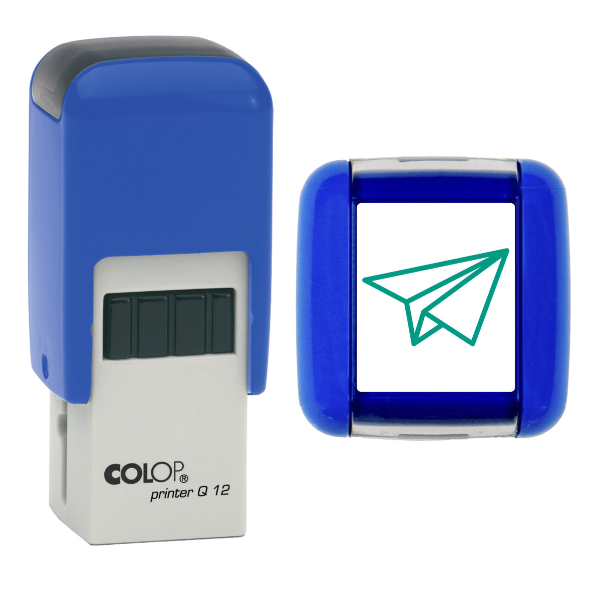 Paper Plane - Loyalty Card Self-Inking Stamp - COLOP Q12 - 12 x 12mm - green ink