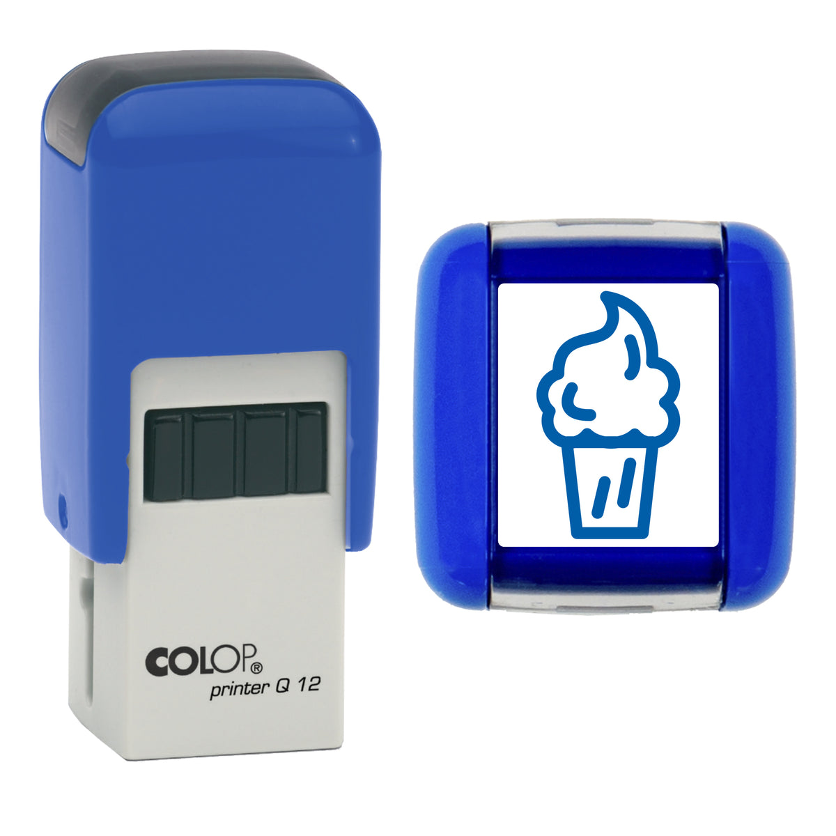 Ice Cream - Loyalty Card Self-Inking Stamp - COLOP Q12 - 12 x 12mm - blue ink
