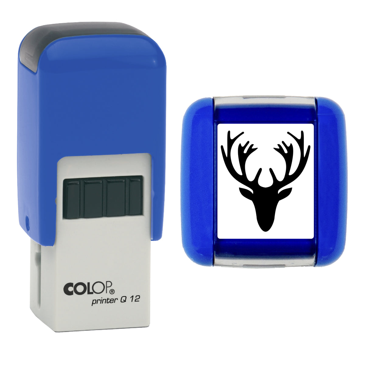 Stags Head - Loyalty Card Self-Inking Stamp - COLOP Q12 - 12 x 12mm - black ink