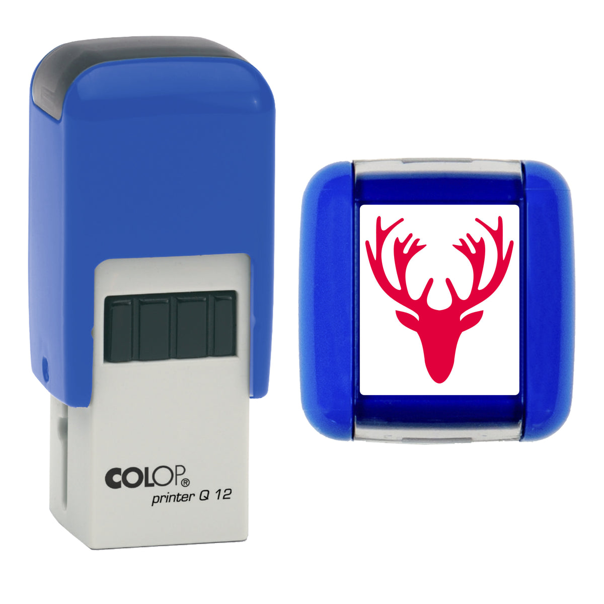 Stags Head - Loyalty Card Self-Inking Stamp - COLOP Q12 - 12 x 12mm - red ink
