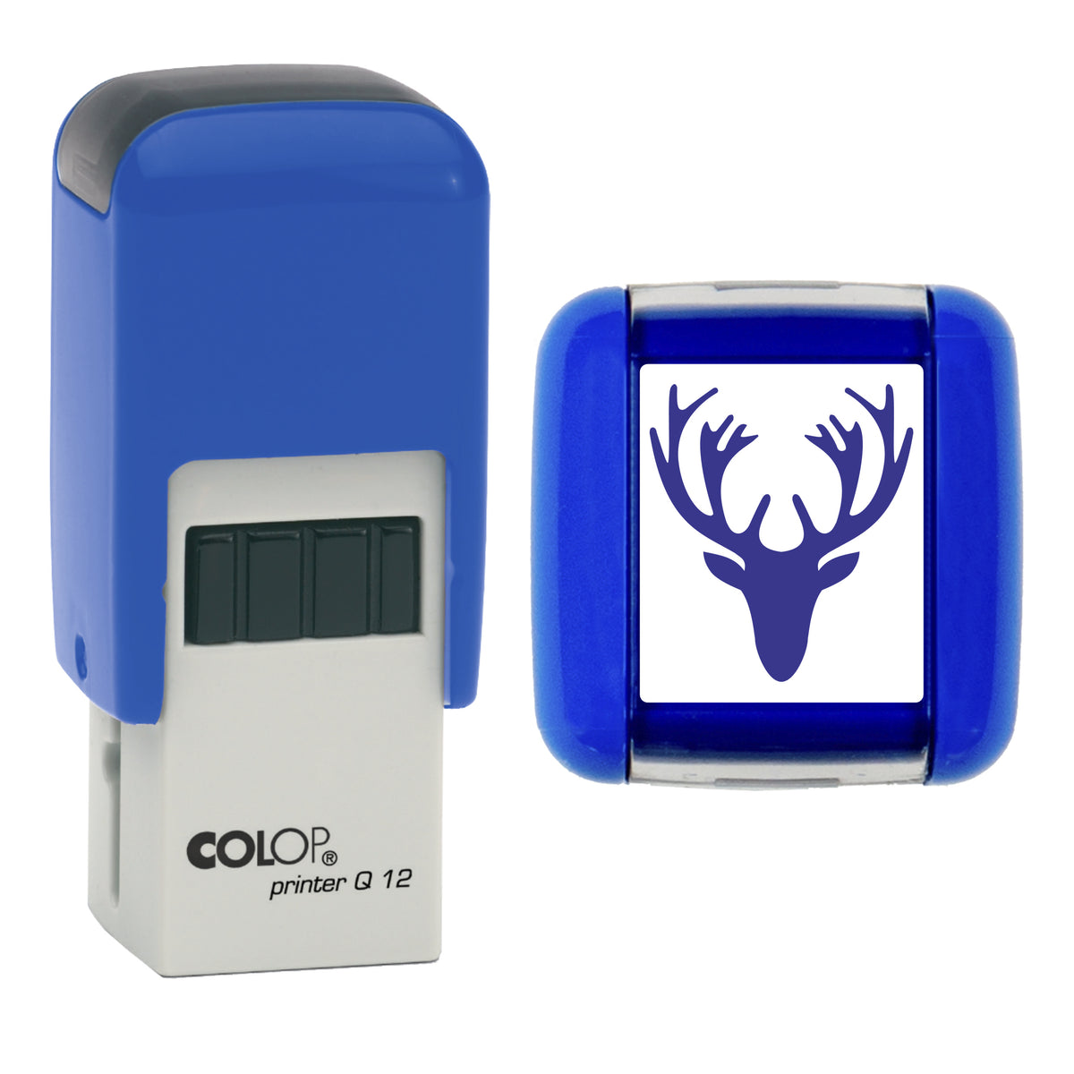 Stags Head - Loyalty Card Self-Inking Stamp - COLOP Q12 - 12 x 12mm - violet ink