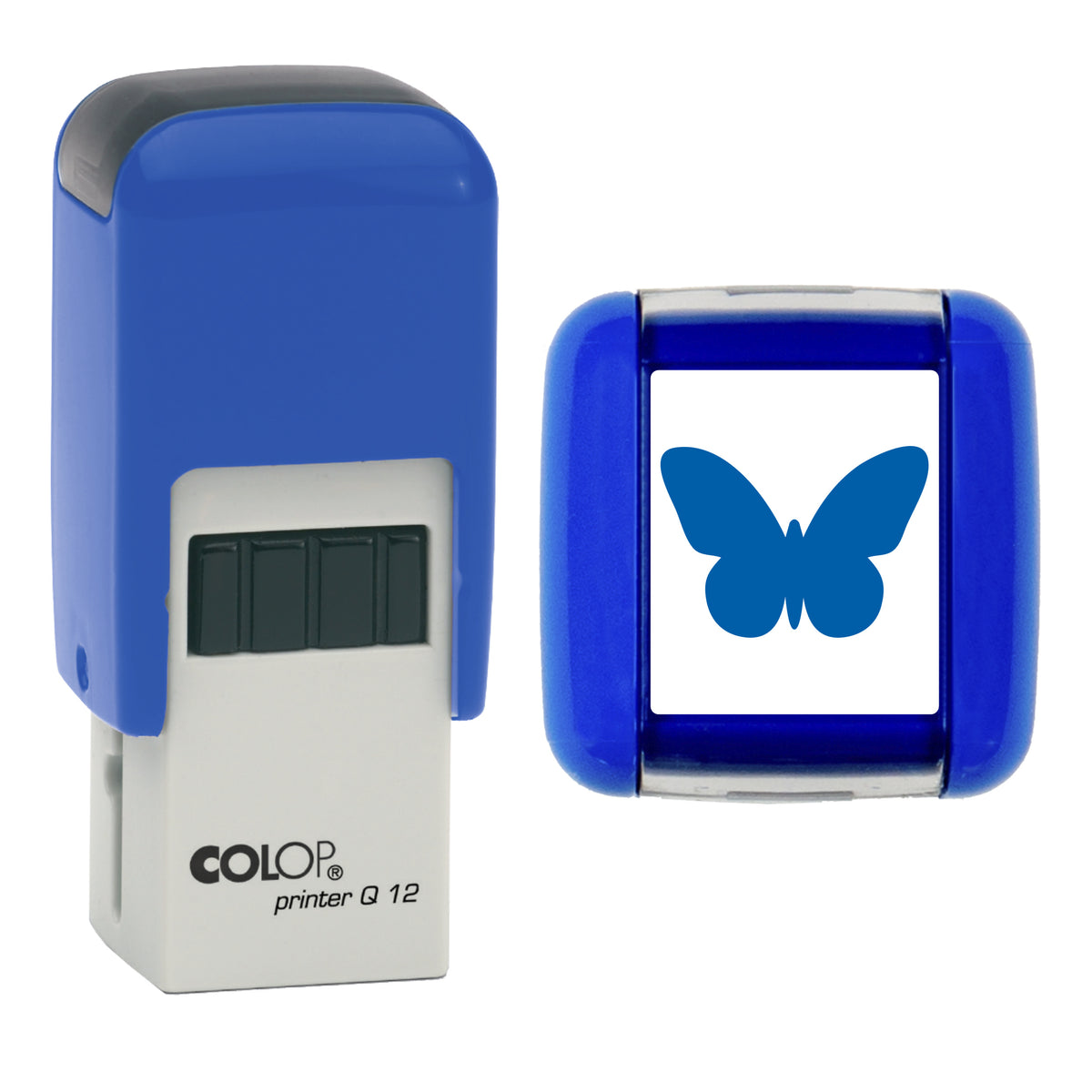 Butterfly - Loyalty Card Self-Inking Stamp - COLOP Q12 - 12 x 12mm - blue ink
