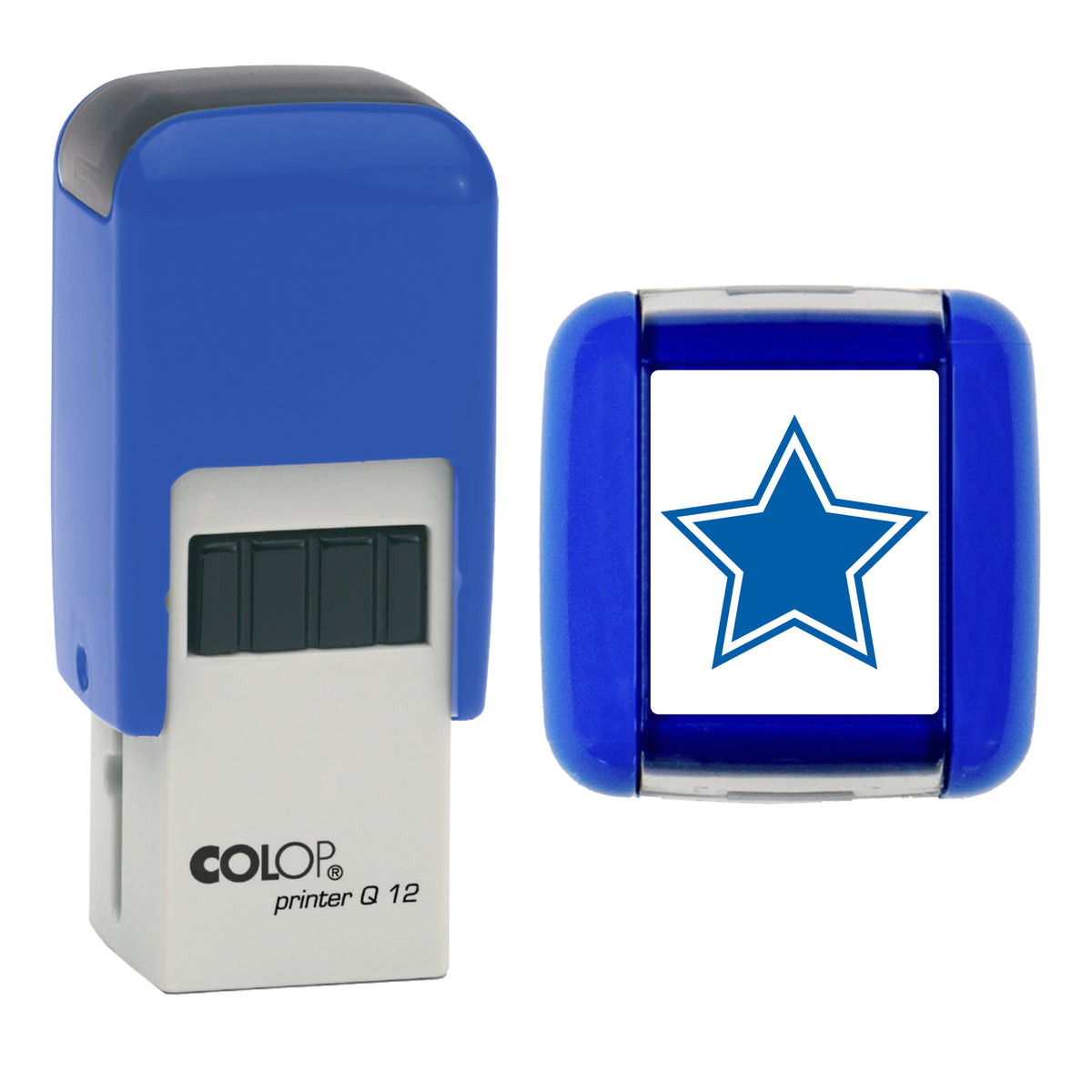 Double Star - Loyalty Card Self-Inking Stamp - COLOP Q12 - 12 x 12mm - blue ink