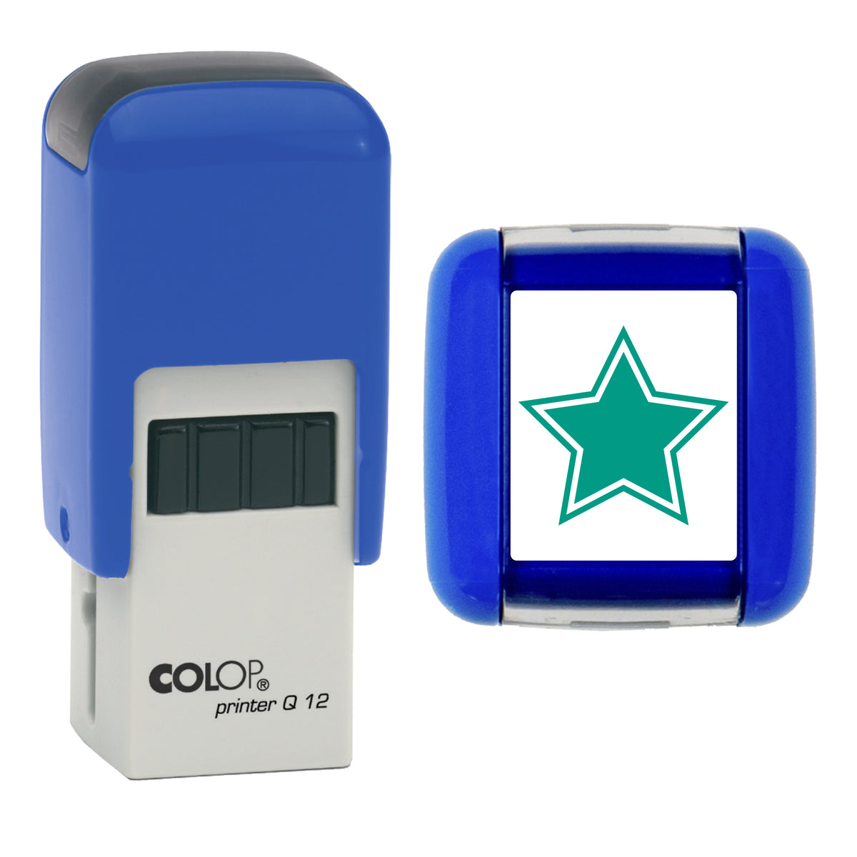 Double Star - Loyalty Card Self-Inking Stamp - COLOP Q12 - 12 x 12mm - green ink