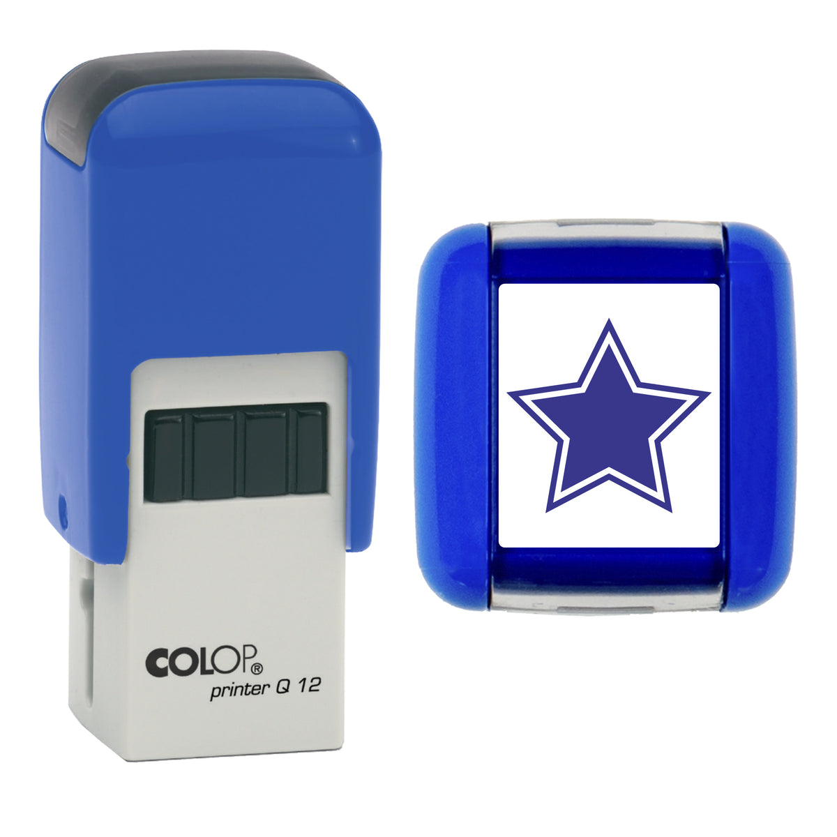 Double Star - Loyalty Card Self-Inking Stamp - COLOP Q12 - 12 x 12mm - violet ink