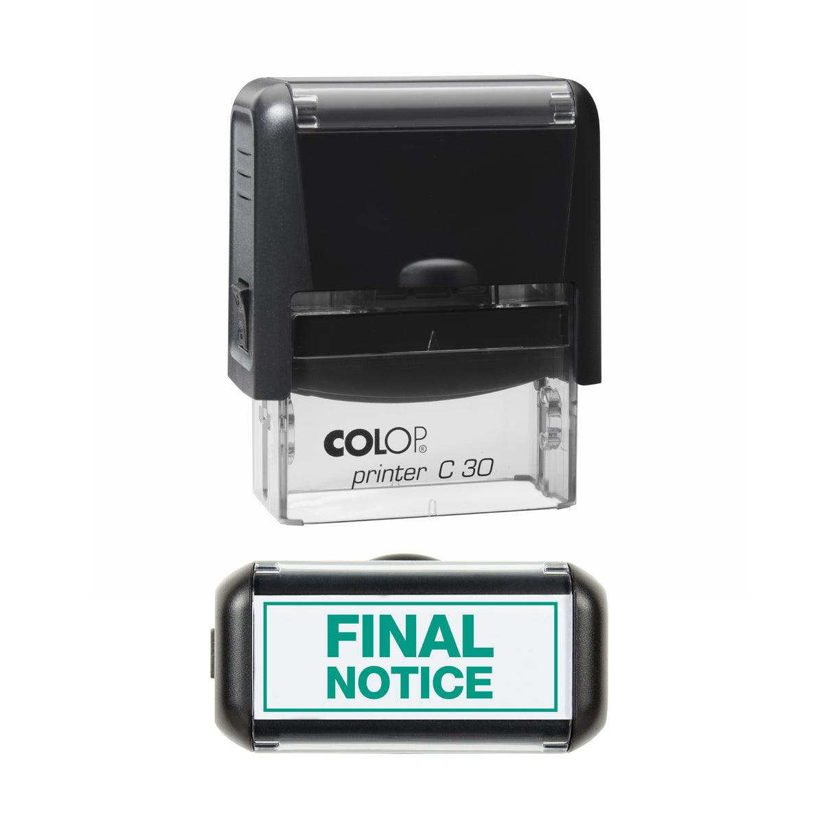Final Notice With Border - COLOP C30 45 x 18mm self-inking stamp - Green ink