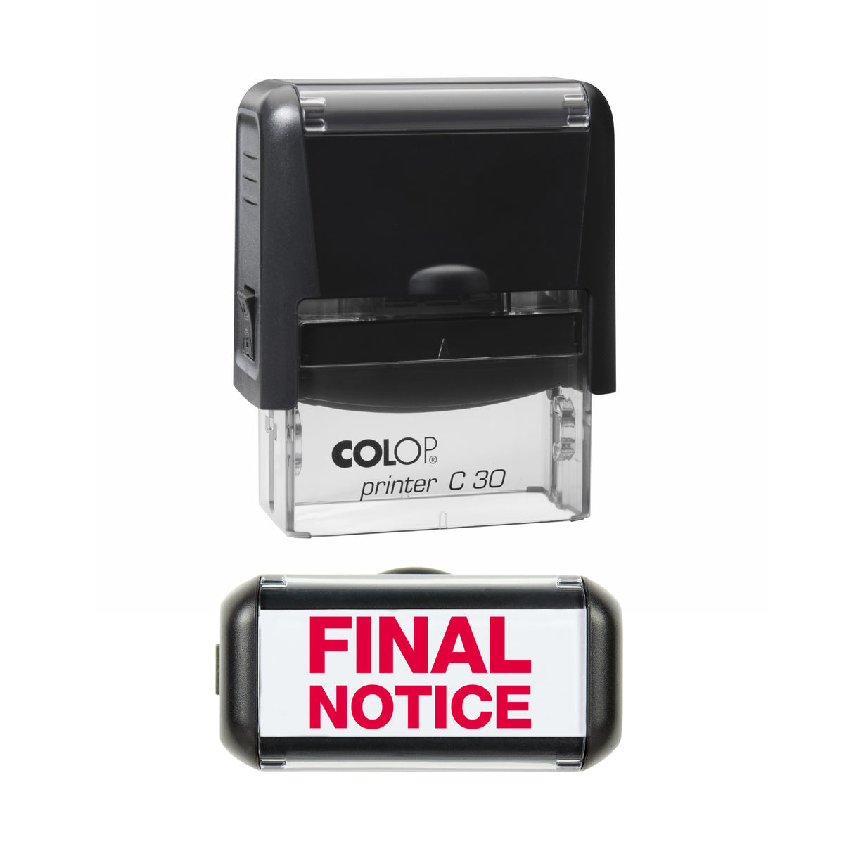 Final Notice - COLOP C30 45 x 18mm self-inking stamp - Red ink