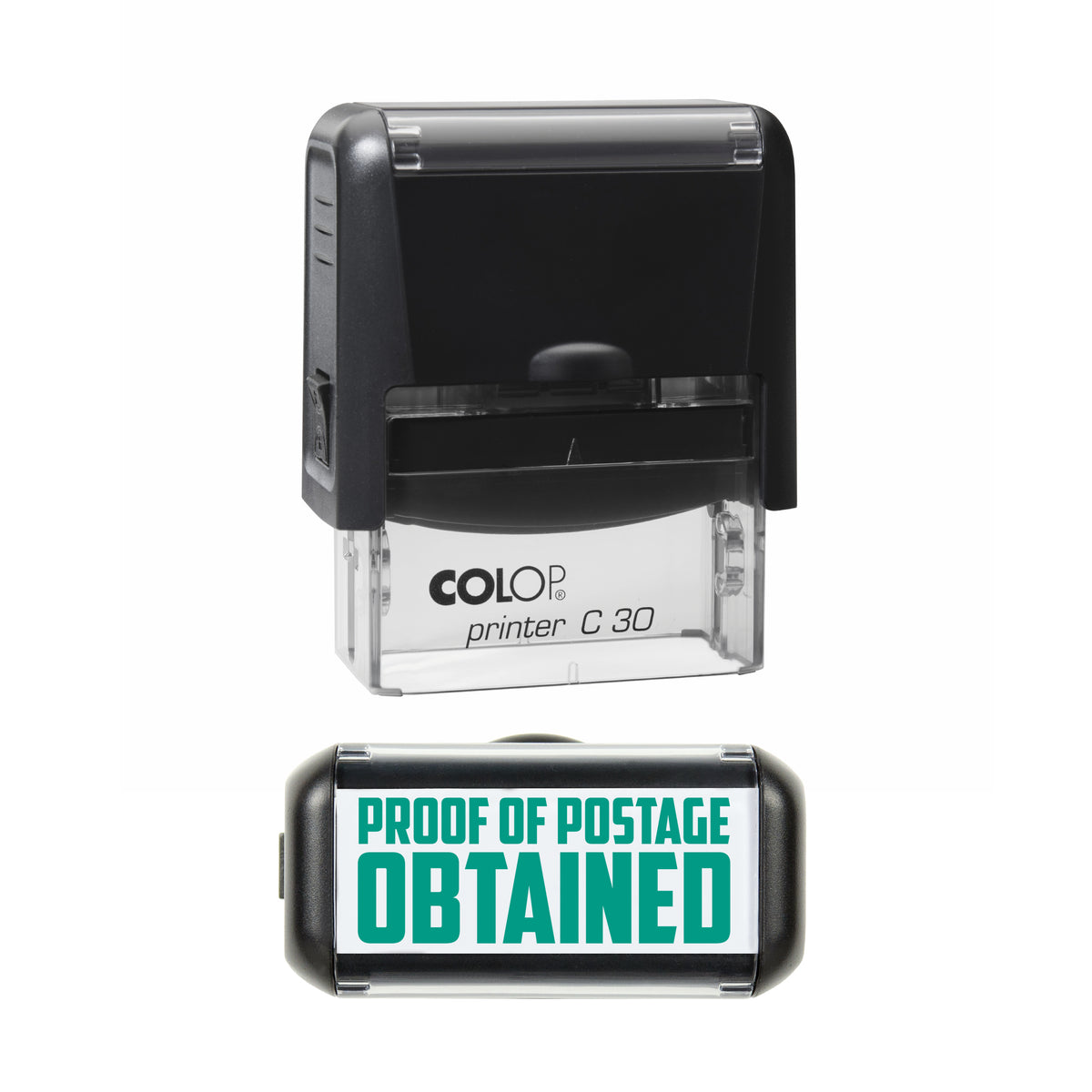 Proof Of Postage Obtained - Self-Inking Stamp - COLOP C30 - 45 x 18mm - green ink
