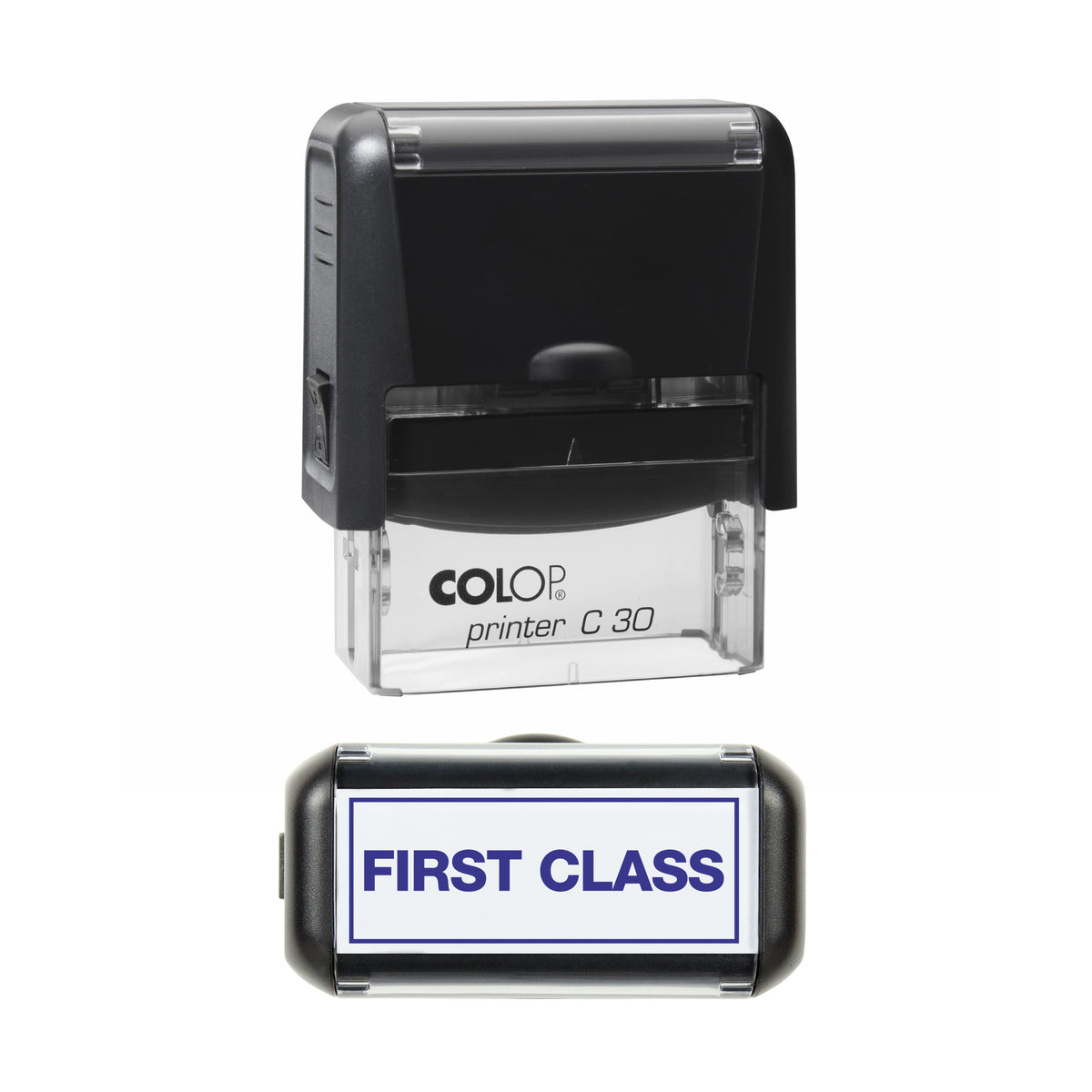 First Class With Border - Self-Inking Stamp - COLOP C30 - 45 x 18mm - violet ink