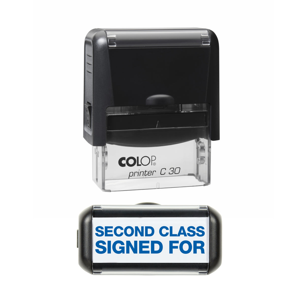 Second Class Signed For - Self-Inking Stamp - COLOP C30 - 45 x 18mm - blue ink