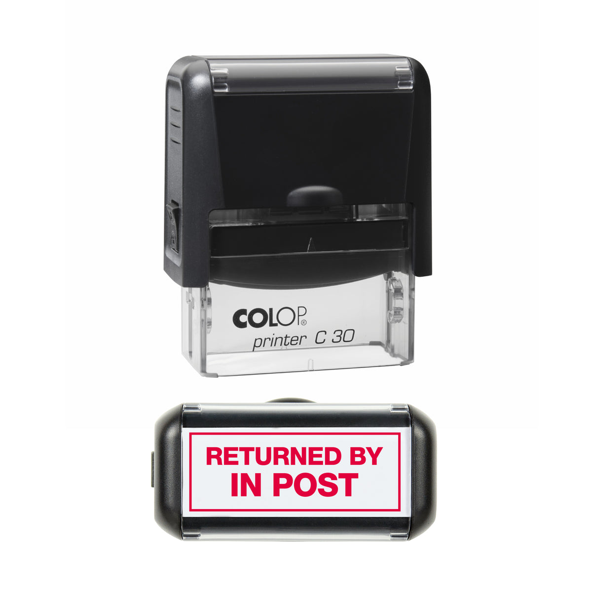 Returned by In Post COLOP C30 red ink impression