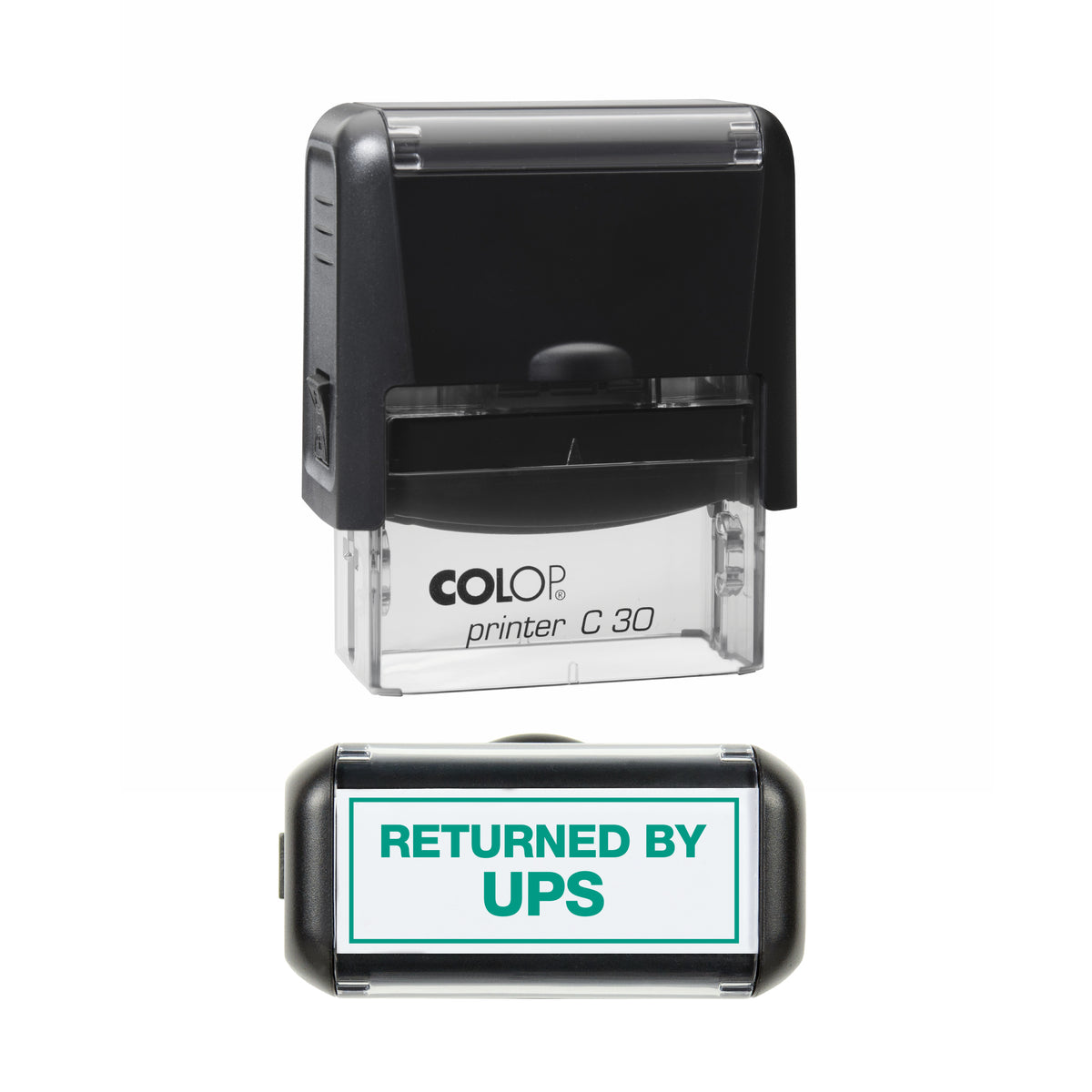 Returned by UPS COLOP C30 green ink impression