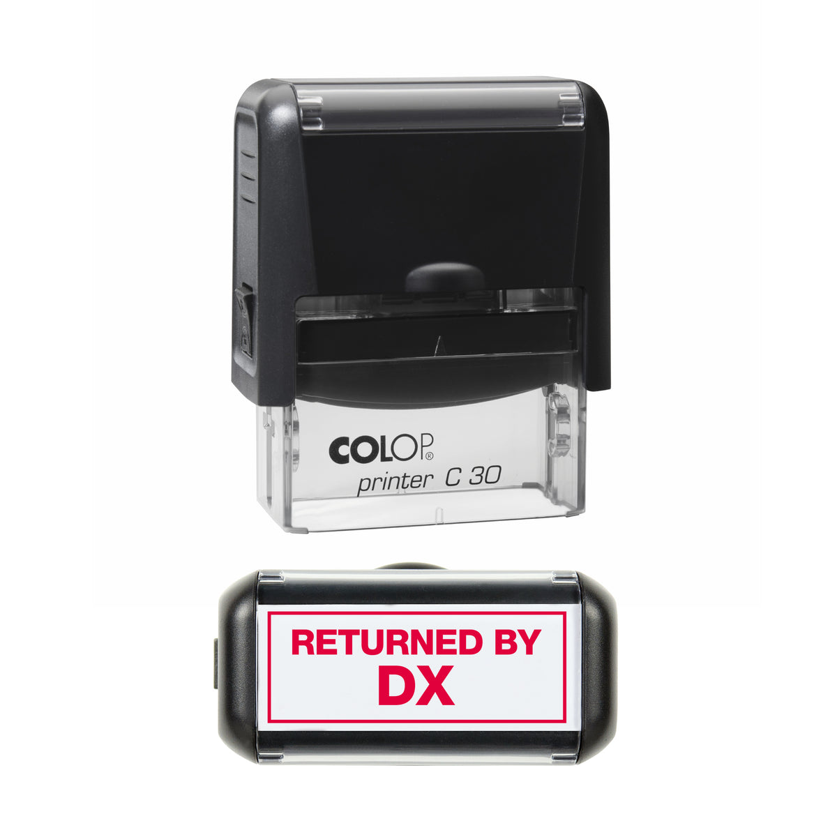 Returned by DX COLOP C30 red ink impression