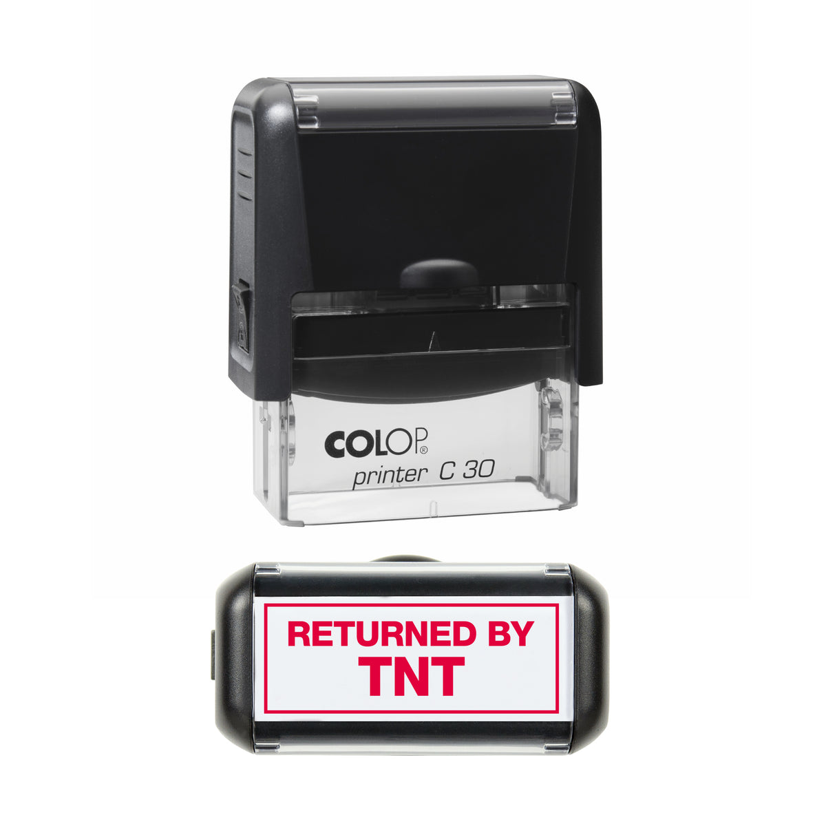 Returned by TNT COLOP C30 red ink impression
