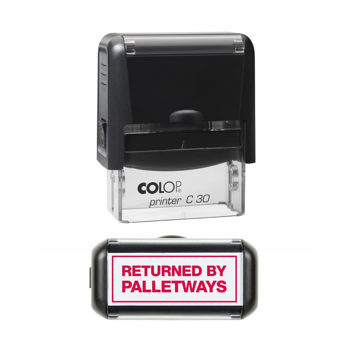 Returned by Palletways COLOP C30 red ink impression