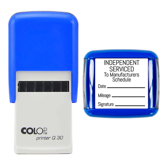 Independent Serviced To Manufacturers Schedule - Self Inking Rubber Stamp - 30mm x 30mm Impression