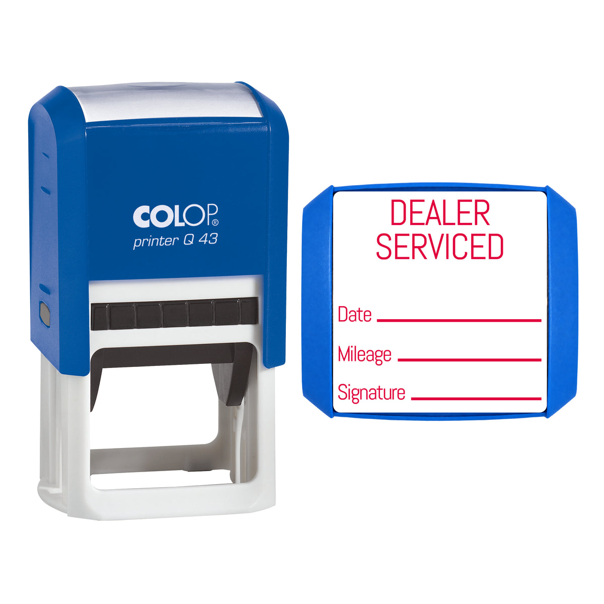 Dealer Serviced - Self-Inking Stamp - COLOP Q43 - 43 x 43mm - red ink