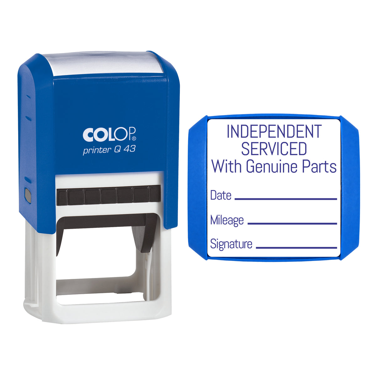 Independent Serviced With Genuine Parts - Self-Inking Stamp - COLOP Q43 - 43 x 43mm - violet ink