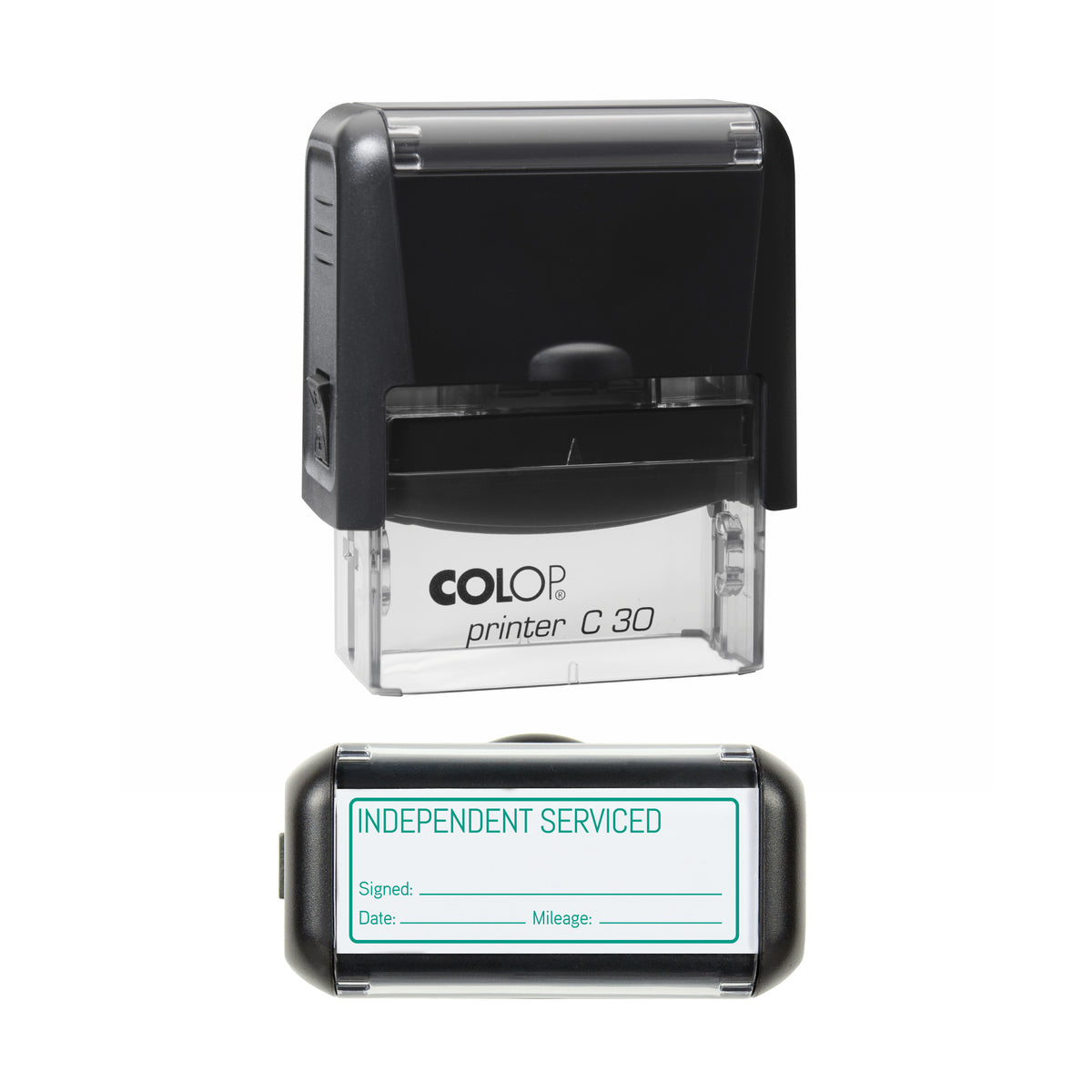 Independent Serviced COLOP C30 green ink impression