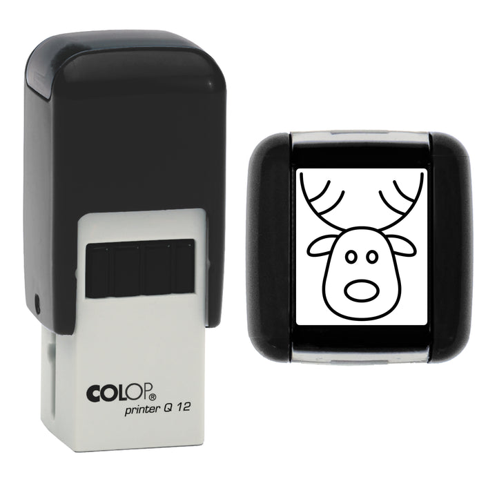 Reindeer - Christmas Loyalty Card Rubber Stamp - Loyalty Card Self-Inking Stamp - COLOP Q12 - 12 x 12mm