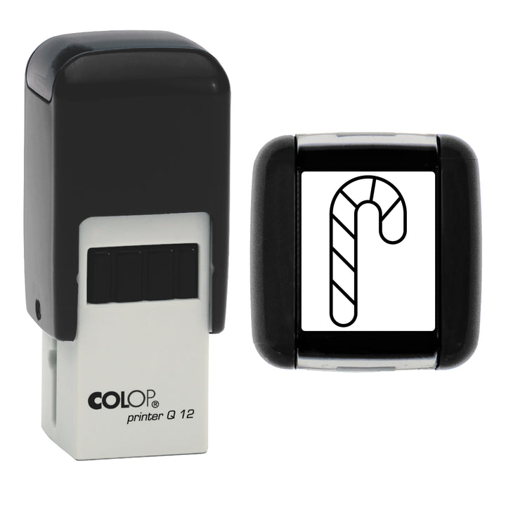 Candy Cane - Christmas Loyalty Card Rubber Stamp - Loyalty Card Self-Inking Stamp - COLOP Q12 - 12 x 12mm