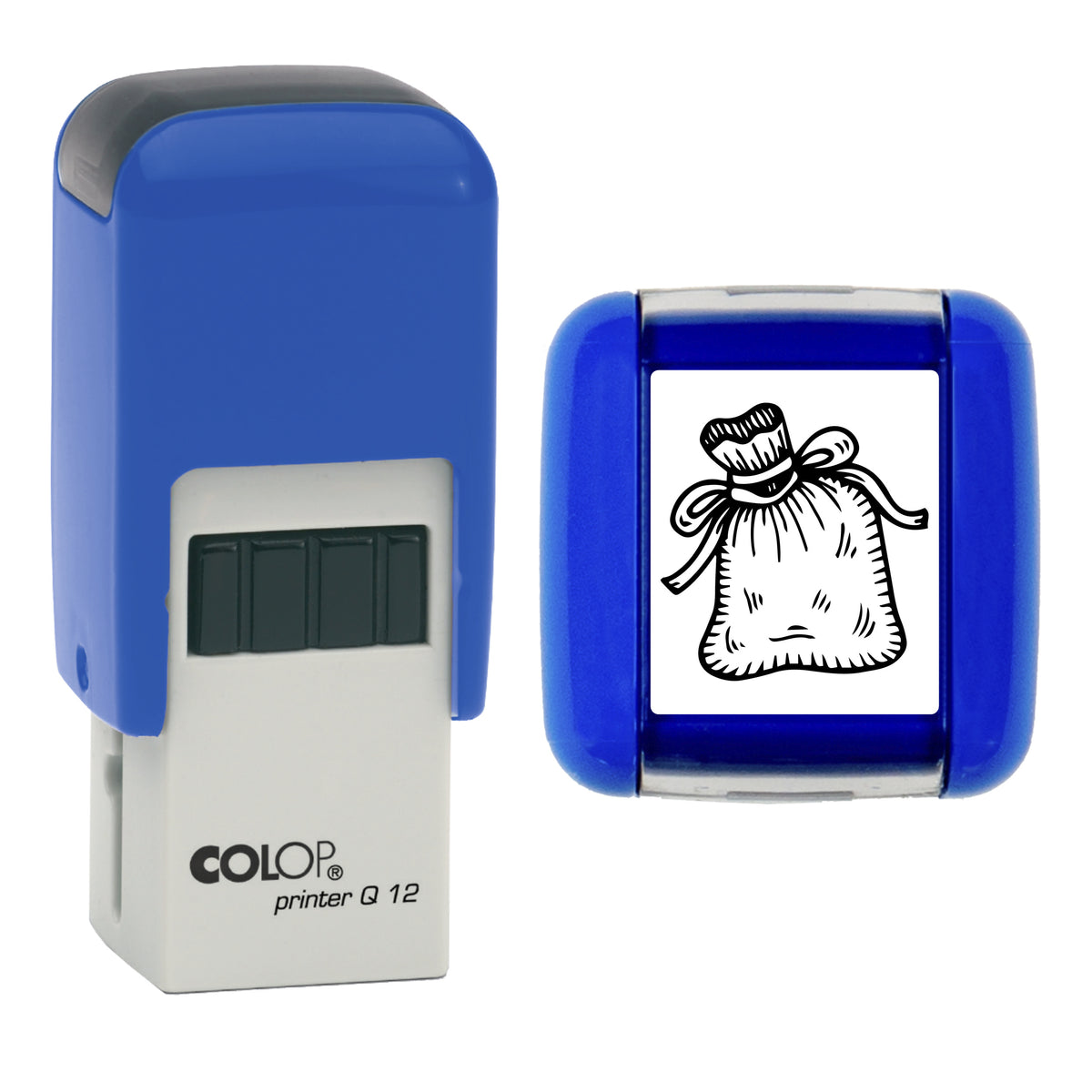 Sack - Christmas Loyalty Card Rubber Stamp - Loyalty Card Self-Inking Stamp - COLOP Q12 - 12 x 12mm - black ink