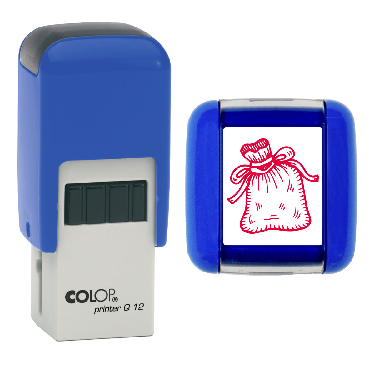 Sack - Christmas Loyalty Card Rubber Stamp - Loyalty Card Self-Inking Stamp - COLOP Q12 - 12 x 12mm - red ink