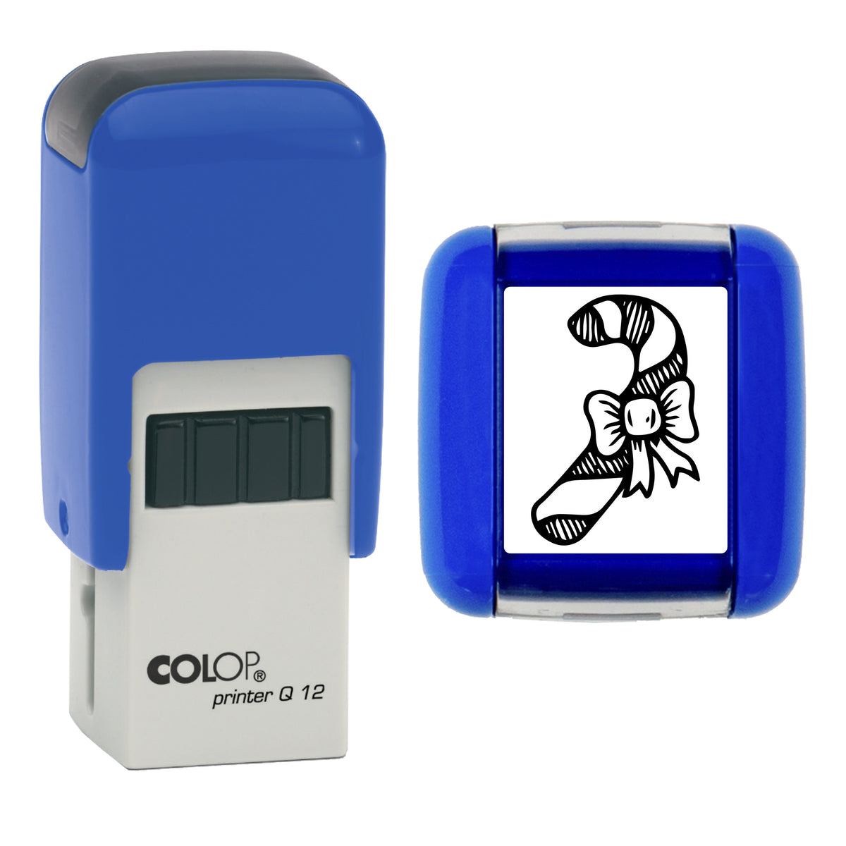 Candy Cane - Christmas Loyalty Card Rubber Stamp - Loyalty Card Self-Inking Stamp - COLOP Q12 - 12 x 12mm - black ink