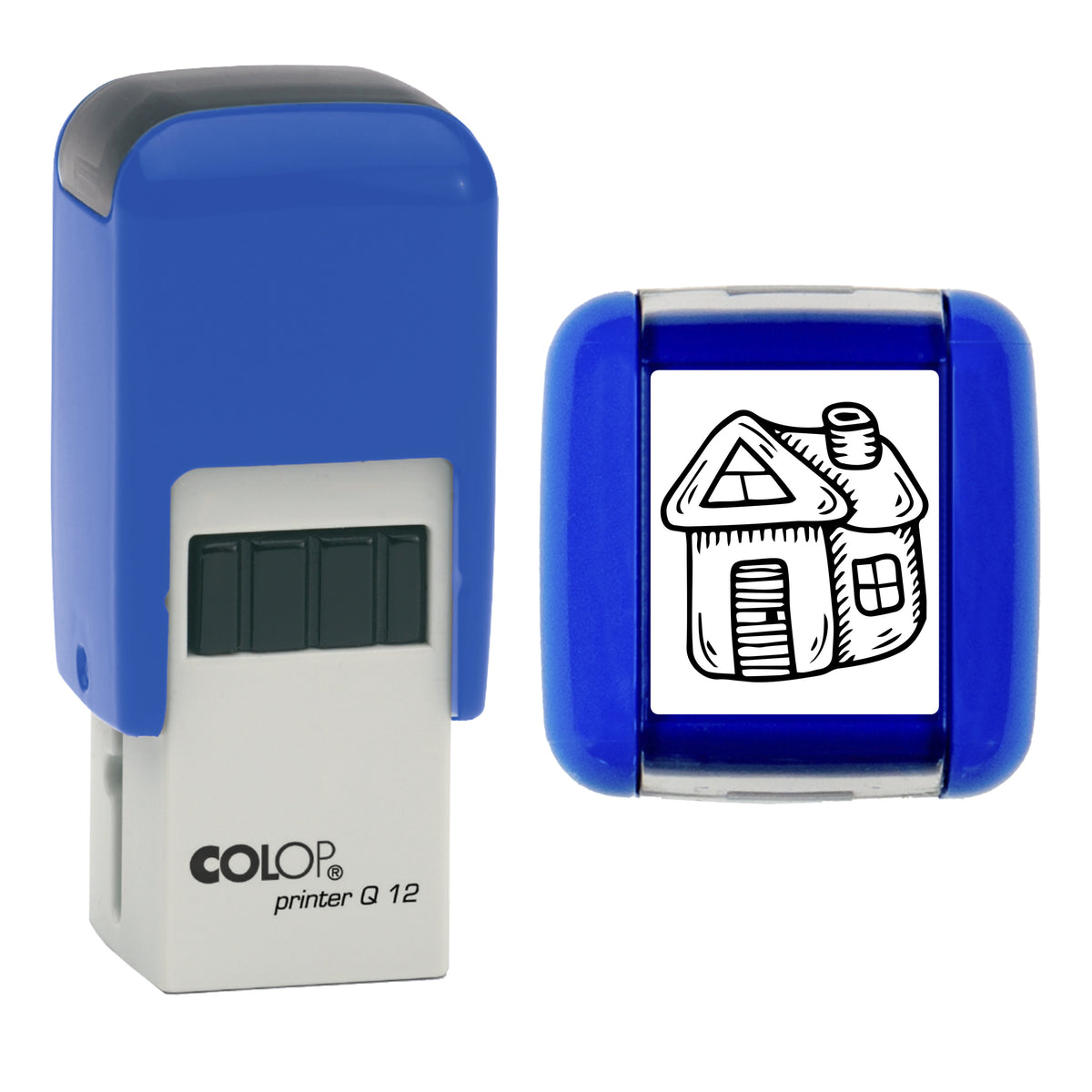 House - Christmas Loyalty Card Rubber Stamp - Loyalty Card Self-Inking Stamp - COLOP Q12 - 12 x 12mm - black ink