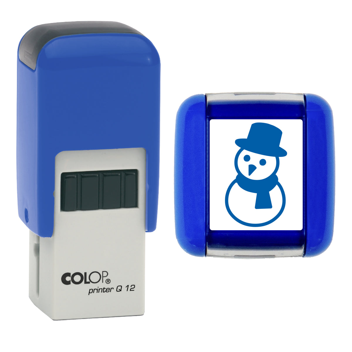 Snowman - Christmas Loyalty Card Rubber Stamp - Loyalty Card Self-Inking Stamp - COLOP Q12 - 12 x 12mm - blue ink