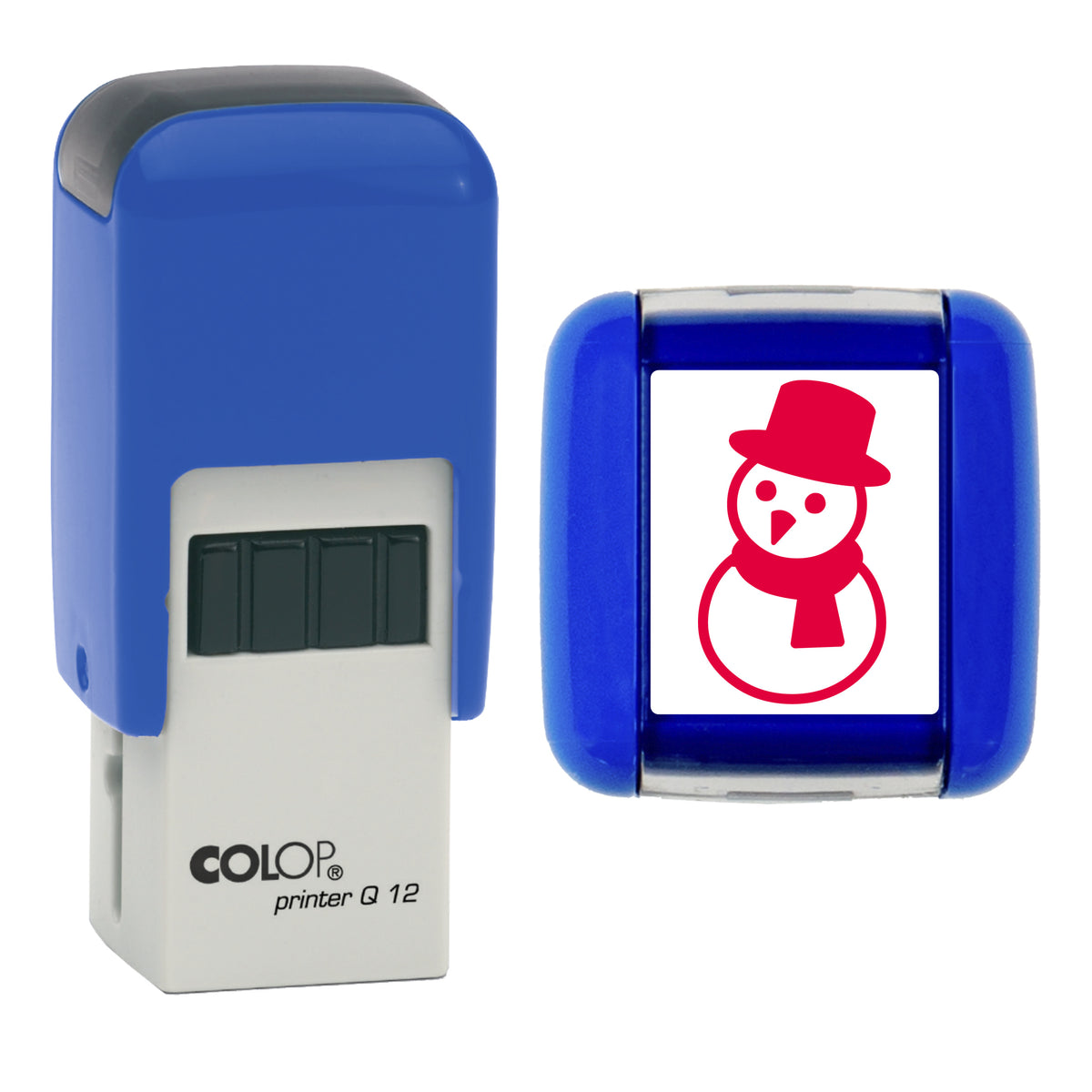 Snowman - Christmas Loyalty Card Rubber Stamp - Loyalty Card Self-Inking Stamp - COLOP Q12 - 12 x 12mm - red ink