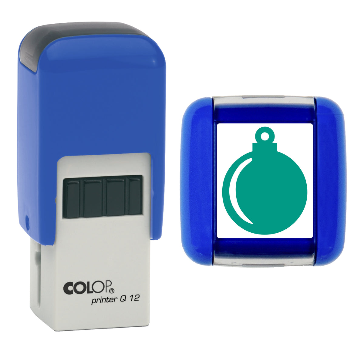 Bauble - Christmas Loyalty Card Rubber Stamp - Loyalty Card Self-Inking Stamp - COLOP Q12 - 12 x 12mm - green ink