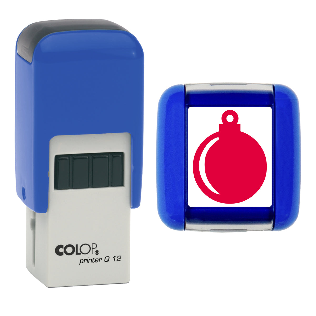 Bauble - Christmas Loyalty Card Rubber Stamp - Loyalty Card Self-Inking Stamp - COLOP Q12 - 12 x 12mm - red ink