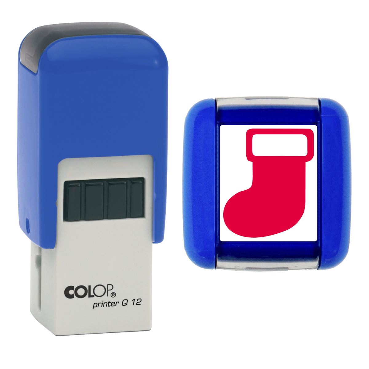 Stocking - Christmas Loyalty Card Rubber Stamp - Loyalty Card Self-Inking Stamp - COLOP Q12 - 12 x 12mm - red ink