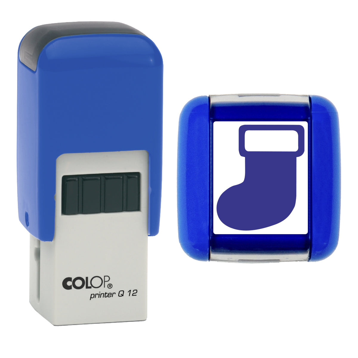 Stocking - Christmas Loyalty Card Rubber Stamp - Loyalty Card Self-Inking Stamp - COLOP Q12 - 12 x 12mm - violet ink