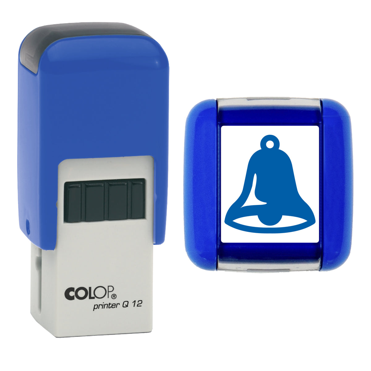 Bell - Christmas Loyalty Card Rubber Stamp - Loyalty Card Self-Inking Stamp - COLOP Q12 - 12 x 12mm - blue ink