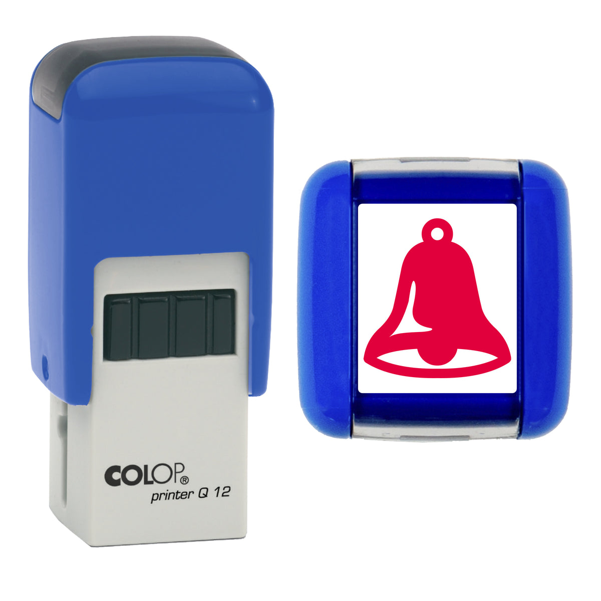 Bell - Christmas Loyalty Card Rubber Stamp - Loyalty Card Self-Inking Stamp - COLOP Q12 - 12 x 12mm - red ink