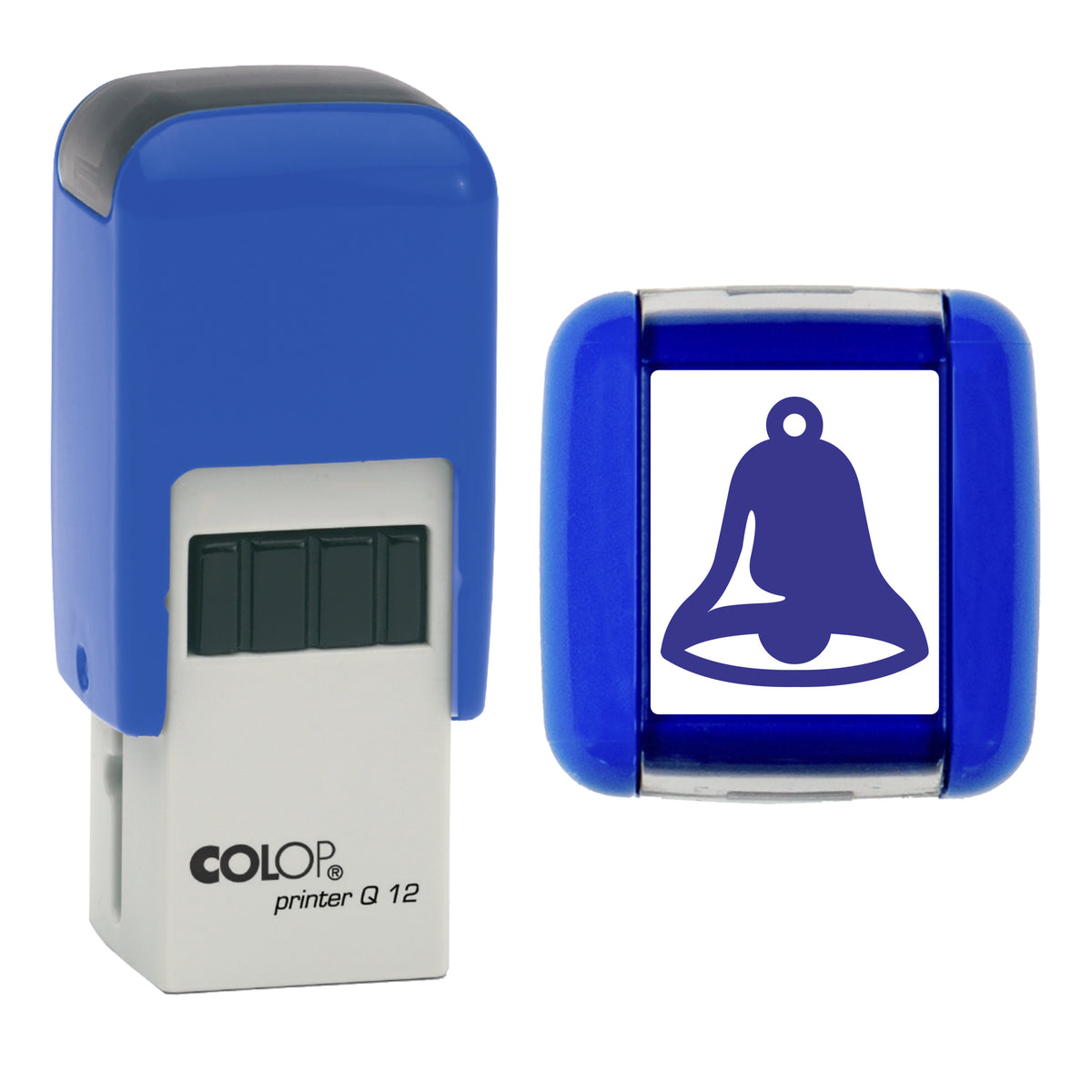 Bell - Christmas Loyalty Card Rubber Stamp - Loyalty Card Self-Inking Stamp - COLOP Q12 - 12 x 12mm - violet ink
